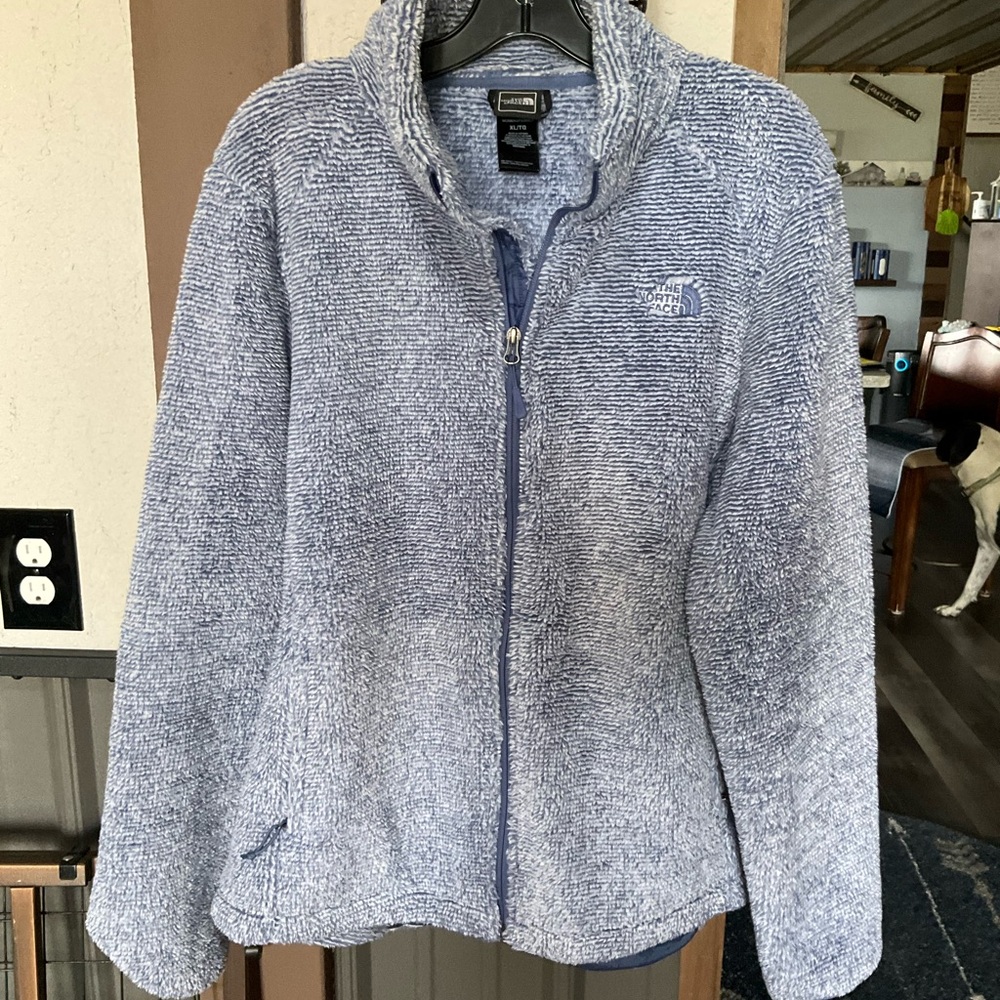 The North Face Women's Heathered Light Blue Plush Fleece Jacket